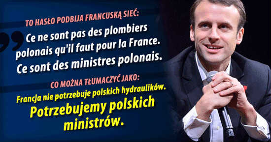 To hasło podbija francuską sieć: „Nie potrzebujemy polskich hydraulików. Potrzebujemy polskich ministrów”