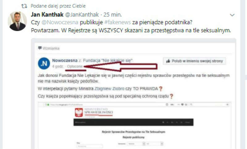 Jan Kanthak (rzecznik prasowy Ziobry) obnaża FAKENEWS opublikowany przez Nowoczesną! Jak im nie wstyd?