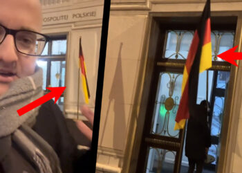 Skandal przed Sejmem – niemiecka flaga pozostawiona na noc! Usunięta przez posłów PiS