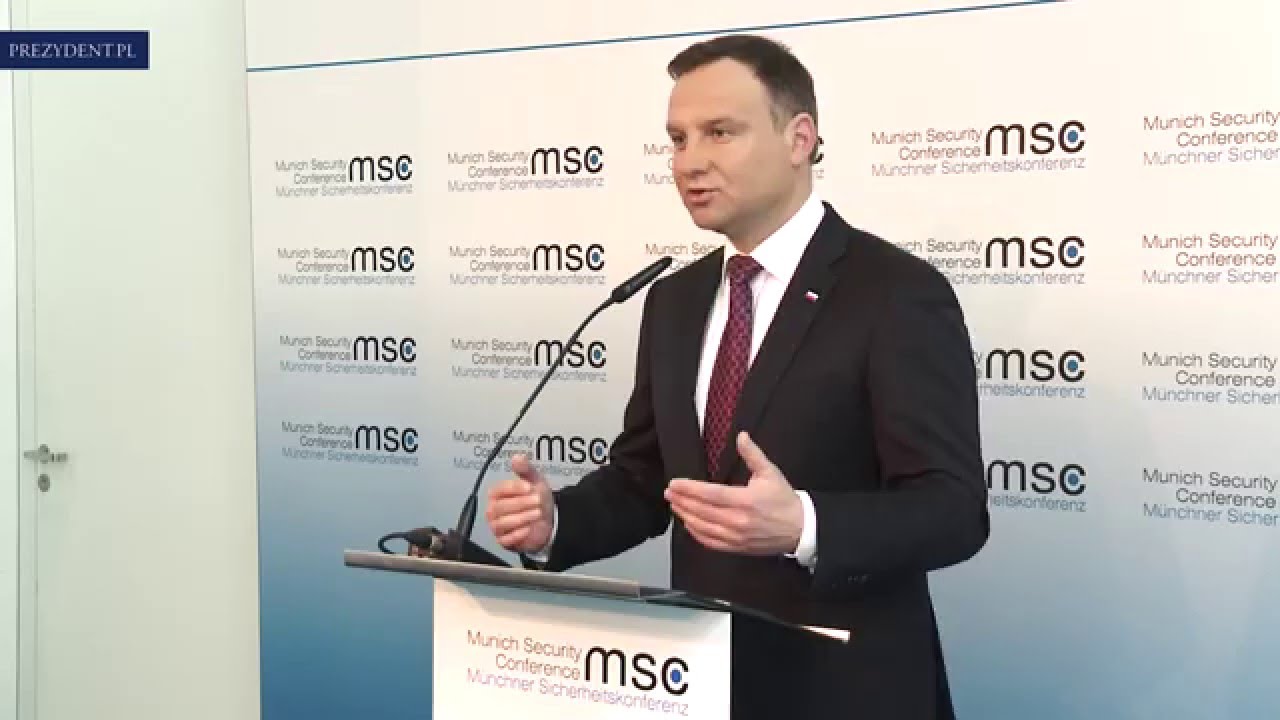 Konferencja prasowa prezydenta Andrzeja Dudy w Monachium