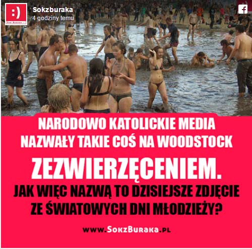 Manipulacja „poziom Goebbels” – Sokzburaka chamsko manipuluje zdjęciem i obraża uczestników ŚDM!
